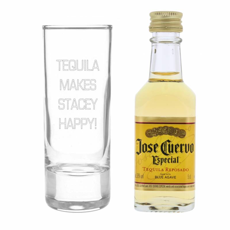 Personalised Shot Glass and Miniature Tequila