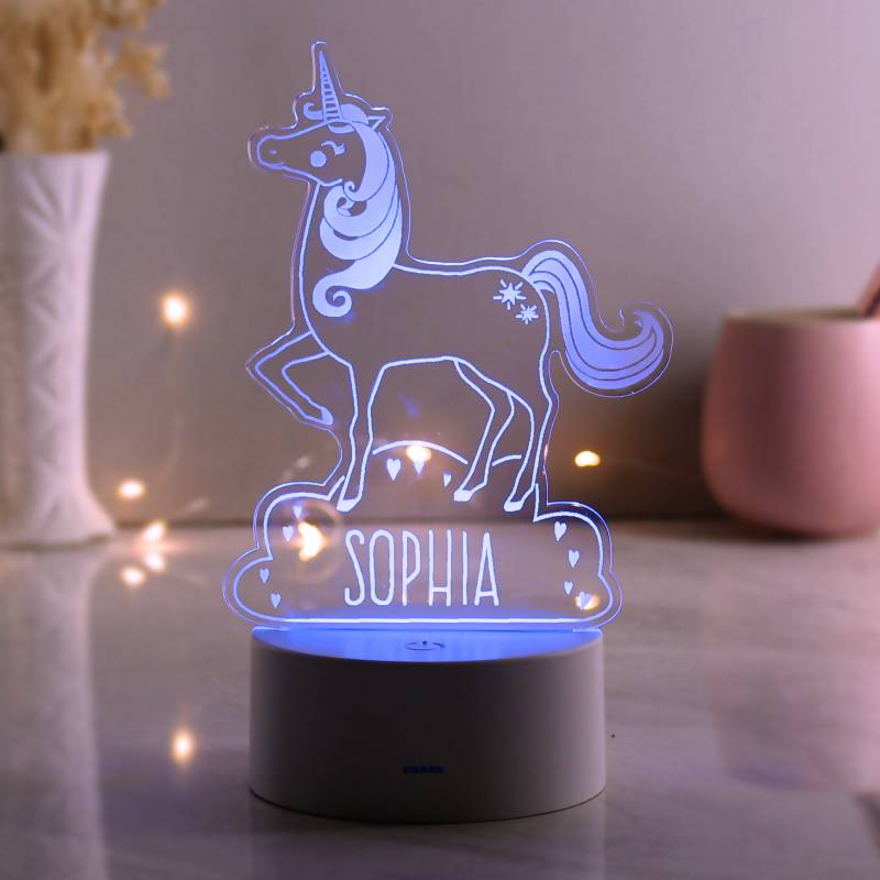 Personalised Unicorn LED Colour Changing Night Light