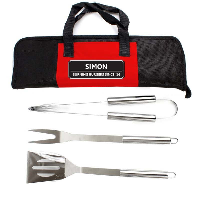 Personalised Classic Stainless Steel BBQ Kit