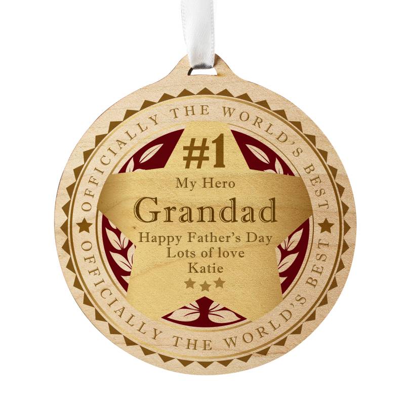 Personalised Number 1 Round Wooden Medal